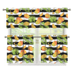 Mango Fruit Striped Pattern Print 3 Piece Kitchen Curtains