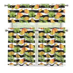 Mango Fruit Striped Pattern Print 3 Piece Kitchen Curtains