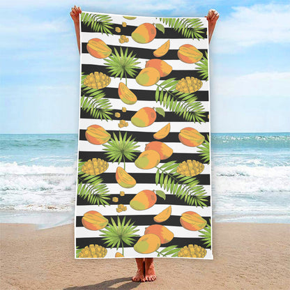 Mango Fruit Striped Pattern Print Beach Towel