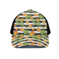 Mango Fruit Striped Pattern Print Black Mesh Trucker Hat