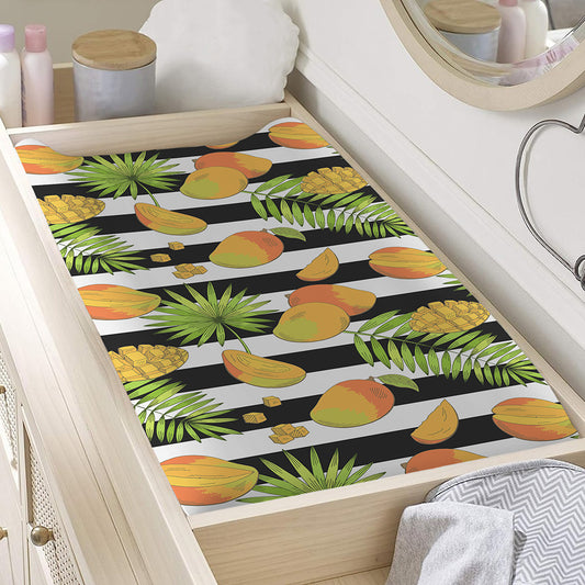 Mango Fruit Striped Pattern Print Changing Pad Cover