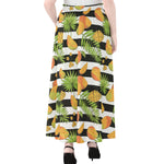 Mango Fruit Striped Pattern Print Chiffon Maxi Skirt