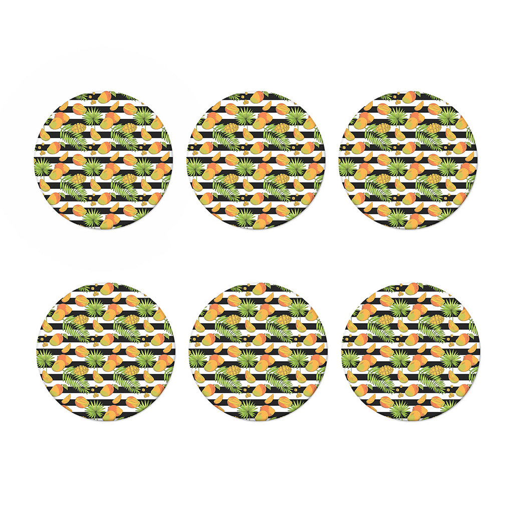 Mango Fruit Striped Pattern Print Coaster Set