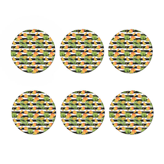 Mango Fruit Striped Pattern Print Coaster Set