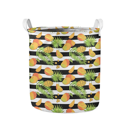 Mango Fruit Striped Pattern Print Collapsible Laundry Basket