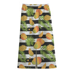 Mango Fruit Striped Pattern Print Cotton Front Slit Maxi Skirt
