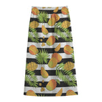 Mango Fruit Striped Pattern Print Cotton Front Slit Maxi Skirt