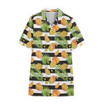 Mango Fruit Striped Pattern Print Cotton Hawaiian Shirt