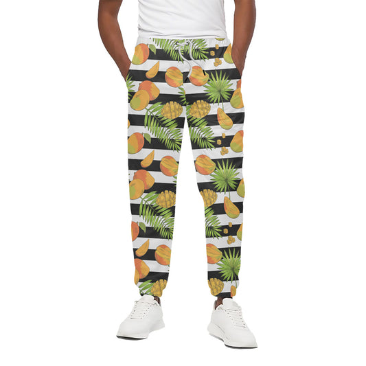Mango Fruit Striped Pattern Print Cotton Pants