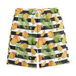 Mango Fruit Striped Pattern Print Cotton Shorts