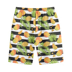 Mango Fruit Striped Pattern Print Cotton Shorts