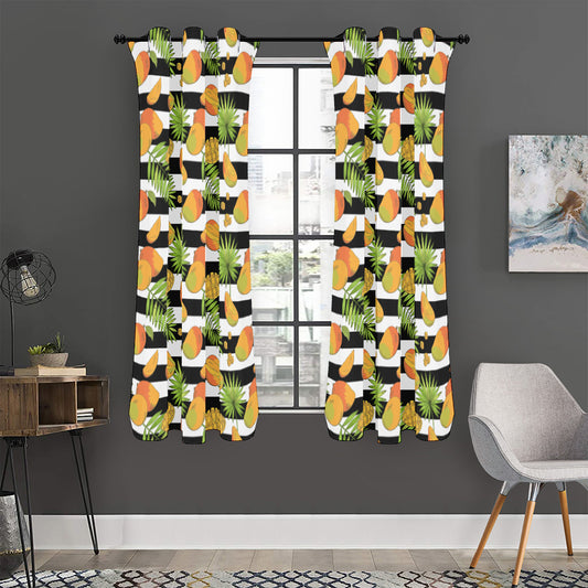 Mango Fruit Striped Pattern Print Curtain