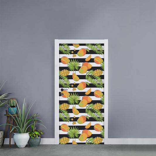 Mango Fruit Striped Pattern Print Door Sticker