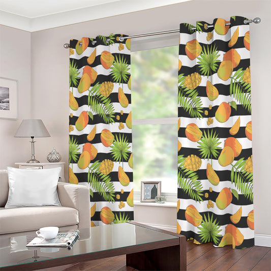 Mango Fruit Striped Pattern Print Extra Wide Grommet Curtains