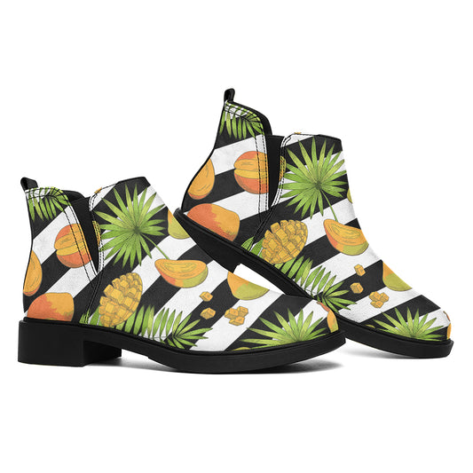 Mango Fruit Striped Pattern Print Flat Ankle Boots