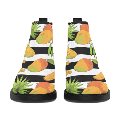 Mango Fruit Striped Pattern Print Flat Ankle Boots