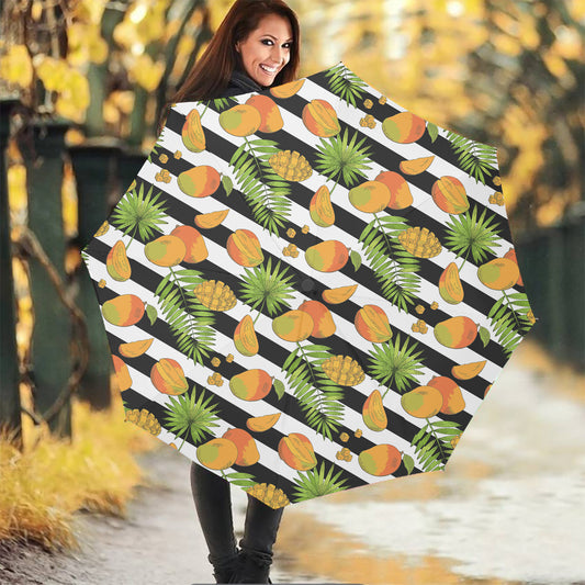 Mango Fruit Striped Pattern Print Foldable Umbrella