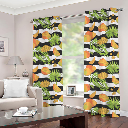 Mango Fruit Striped Pattern Print Grommet Curtains