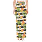 Mango Fruit Striped Pattern Print High Slit Maxi Skirt