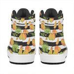 Mango Fruit Striped Pattern Print High Top Leather Sneakers
