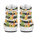Mango Fruit Striped Pattern Print High Top Leather Sneakers
