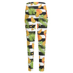 Mango Fruit Striped Pattern Print High-Waisted Pocket Leggings