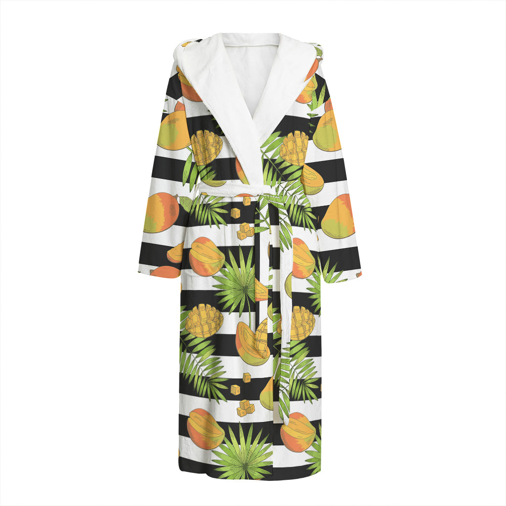 Mango Fruit Striped Pattern Print Hooded Bathrobe