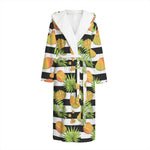 Mango Fruit Striped Pattern Print Hooded Bathrobe