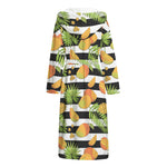 Mango Fruit Striped Pattern Print Hooded Bathrobe