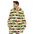 Mango Fruit Striped Pattern Print Hoodie Blanket