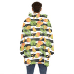 Mango Fruit Striped Pattern Print Hoodie Blanket