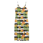 Mango Fruit Striped Pattern Print Jersey Midi Cami Dress