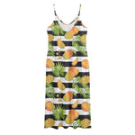 Mango Fruit Striped Pattern Print Jersey Midi Cami Dress