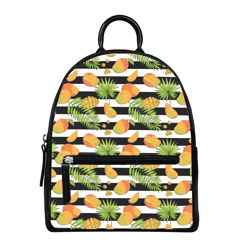 Mango Fruit Striped Pattern Print Leather Backpack