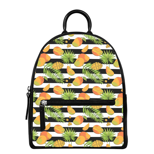 Mango Fruit Striped Pattern Print Leather Backpack