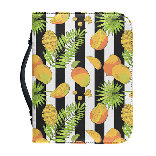 Mango Fruit Striped Pattern Print Leather Bible Cover