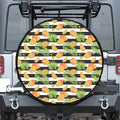 Mango Fruit Striped Pattern Print Leather Spare Tire Cover