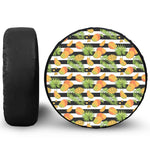 Mango Fruit Striped Pattern Print Leather Spare Tire Cover