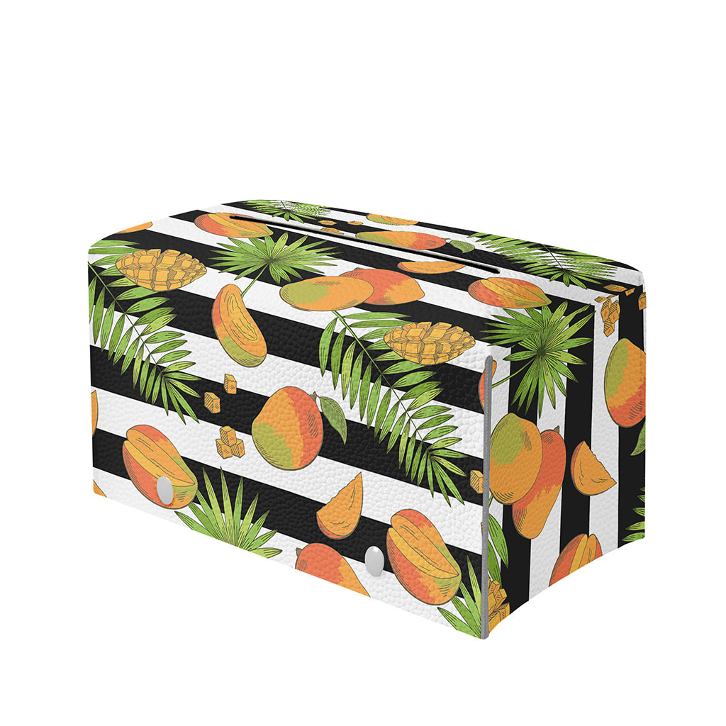 Mango Fruit Striped Pattern Print Leather Tissue Box Cover