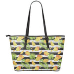 Mango Fruit Striped Pattern Print Leather Tote Bag