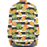 Mango Fruit Striped Pattern Print Long Sleeve Baseball Jersey