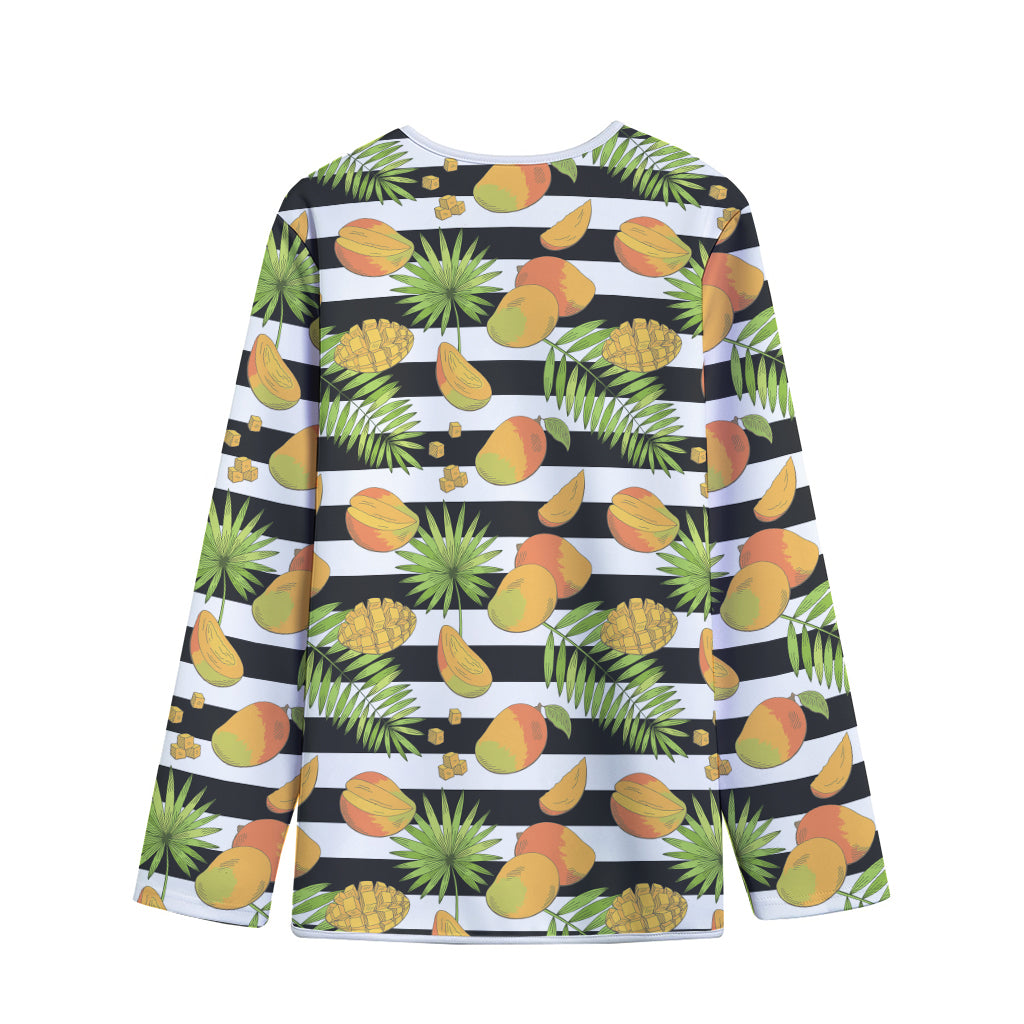 Mango Fruit Striped Pattern Print Long Sleeve Short Coat
