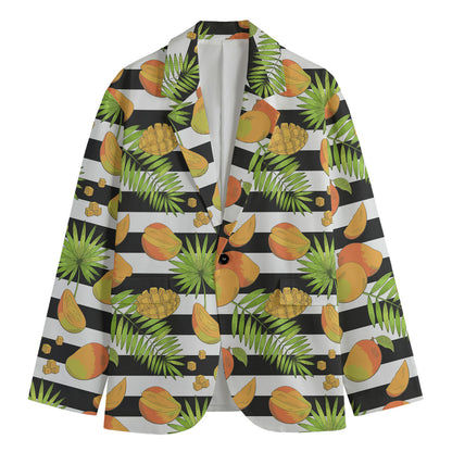 Mango Fruit Striped Pattern Print Men's Blazer