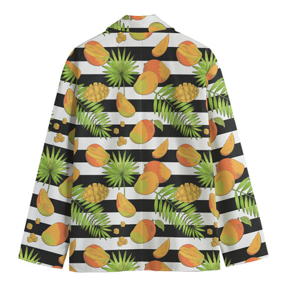 Mango Fruit Striped Pattern Print Men's Blazer