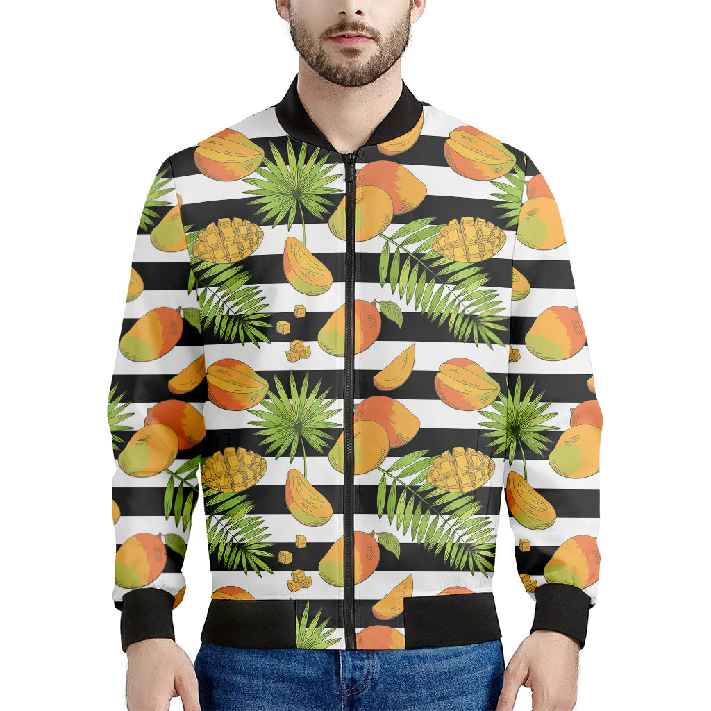 Mango Fruit Striped Pattern Print Men's Bomber Jacket