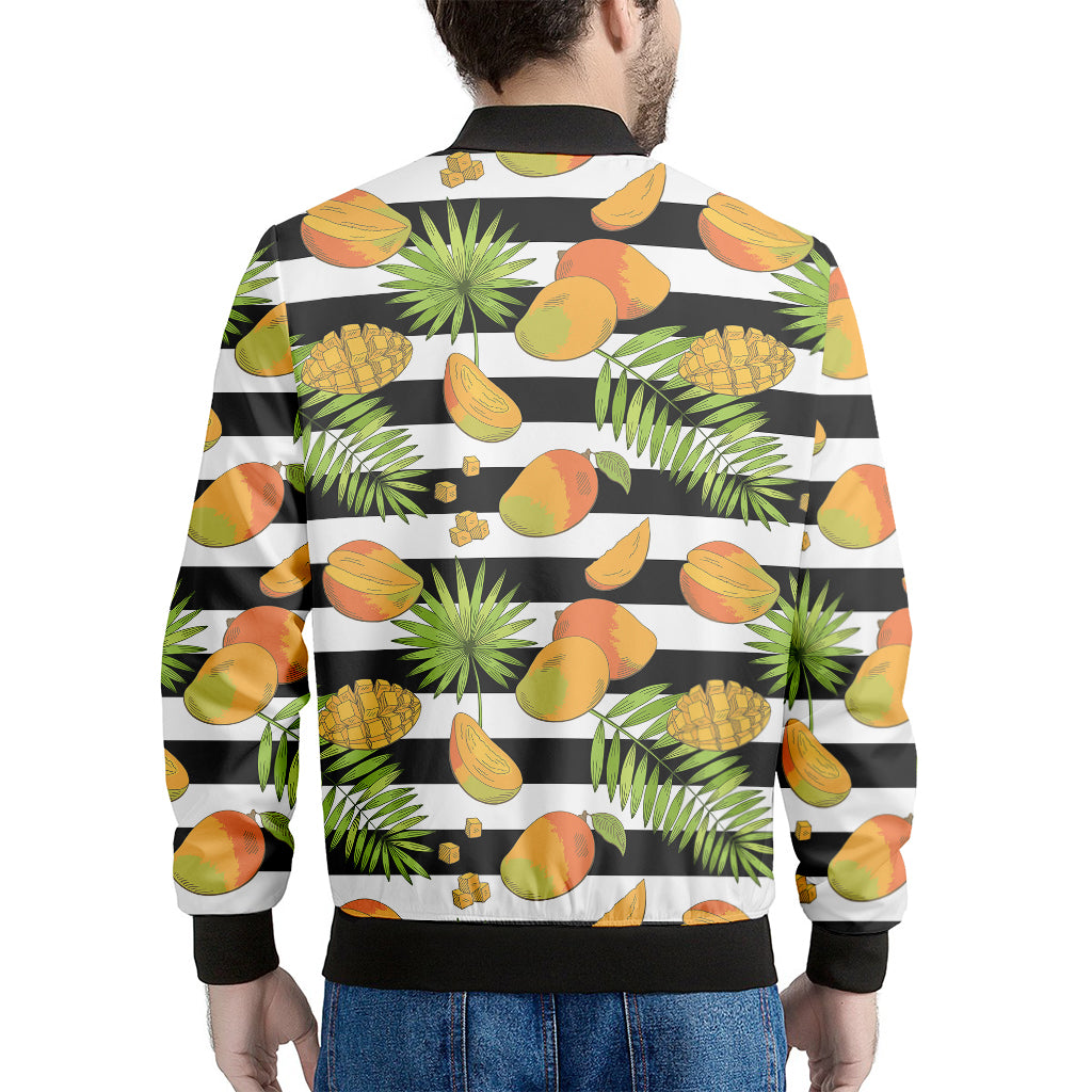 Mango Fruit Striped Pattern Print Men's Bomber Jacket