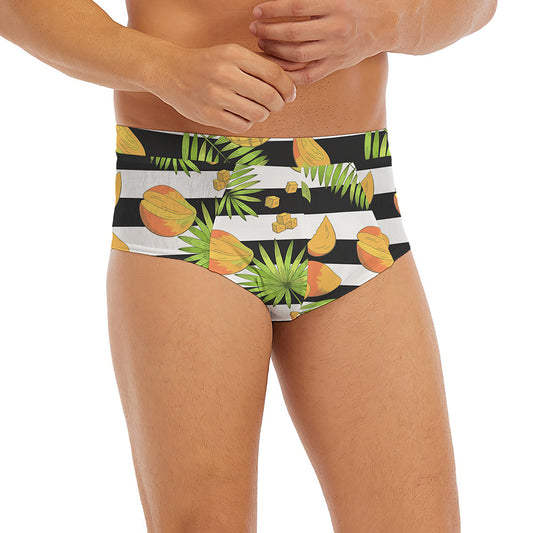 Mango Fruit Striped Pattern Print Men's Briefs