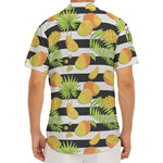 Mango Fruit Striped Pattern Print Men's Deep V-Neck Shirt