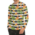 Mango Fruit Striped Pattern Print Men's Long Sleeve Rash Guard