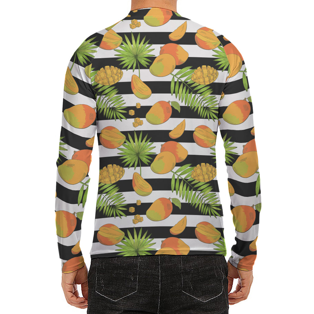 Mango Fruit Striped Pattern Print Men's Long Sleeve Rash Guard